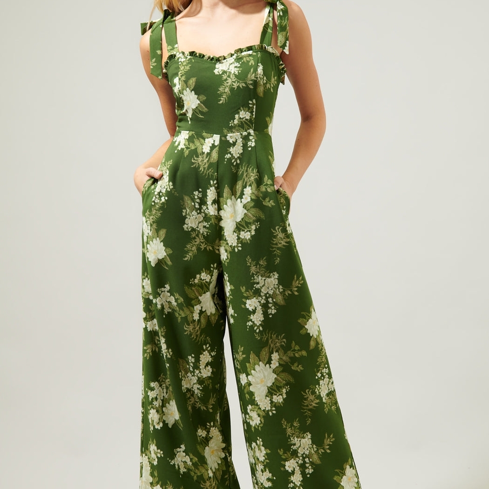 NWT Sugarlips Floral Green Jumpsuit Size XS